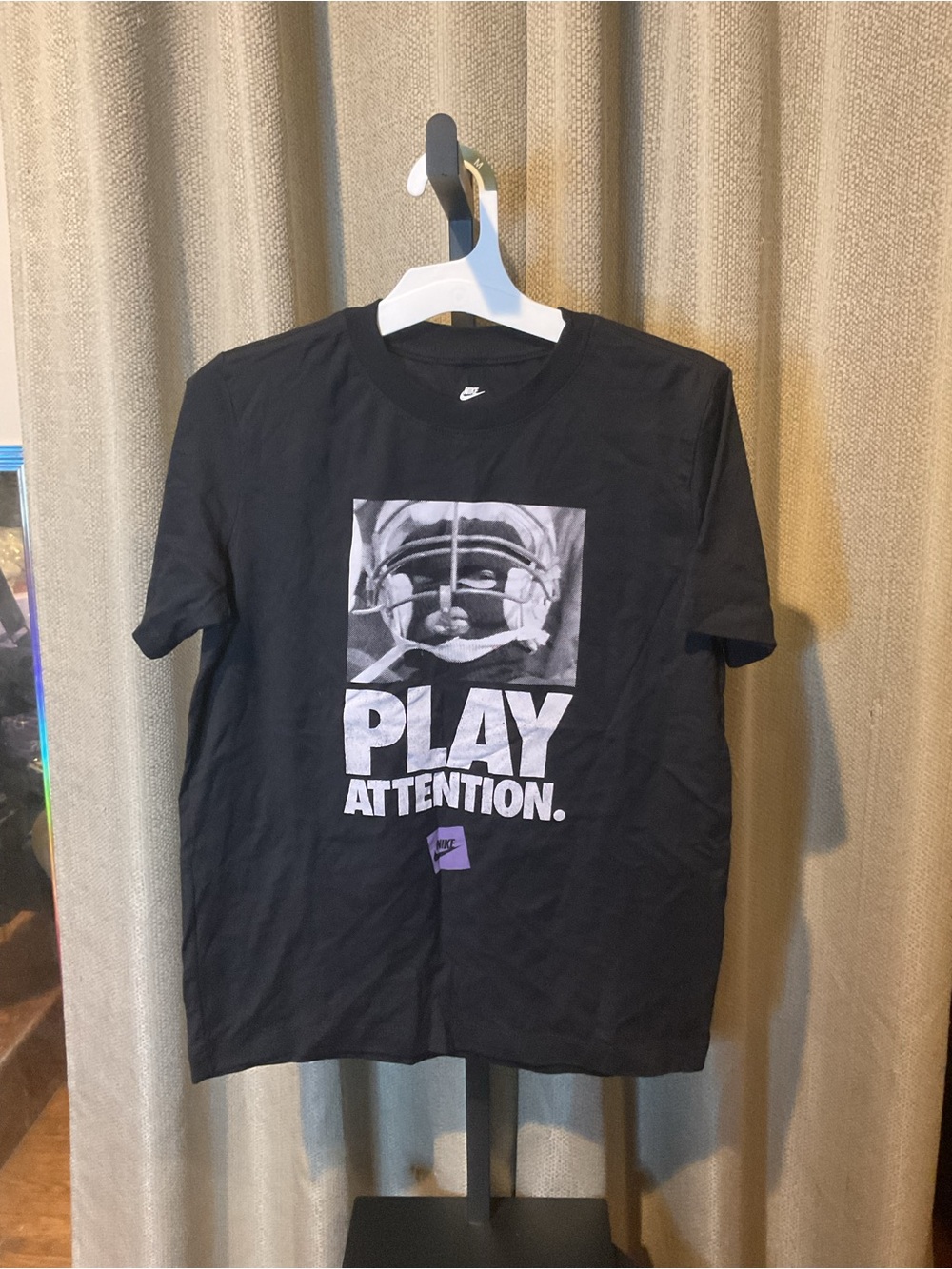 Nike Black Graphic 'Play Attention' Tee